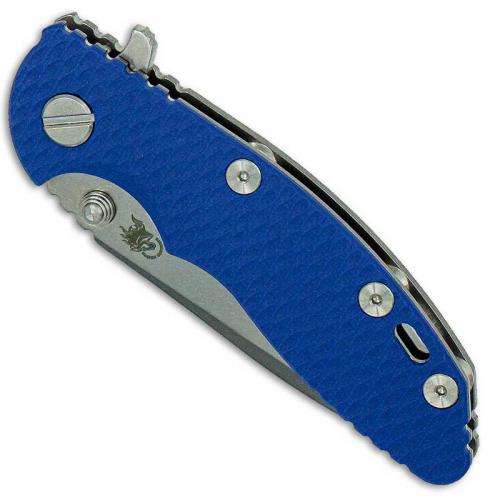 Hinderer Knives XM-18 3 Inch Knife - Spanto - Tri Way Pivot - Stonewash - Blue G-10 Handle