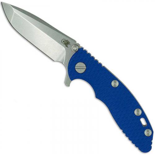 Hinderer Knives XM-18 3 Inch Knife - Spanto - Tri Way Pivot - Stonewash - Blue G-10 Handle