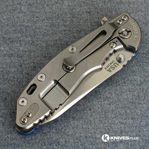 Hinderer Knives XM-18 3.5 Inch Knife - Gen 6 Sheepsfoot - Tri Way Pivot - Stonewash - Blue G-10 Handle