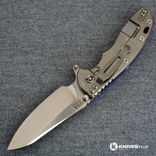 Hinderer Knives XM-18 3.5 Inch Knife - Gen 6 Sheepsfoot - Tri Way Pivot - Stonewash - Blue G-10 Handle
