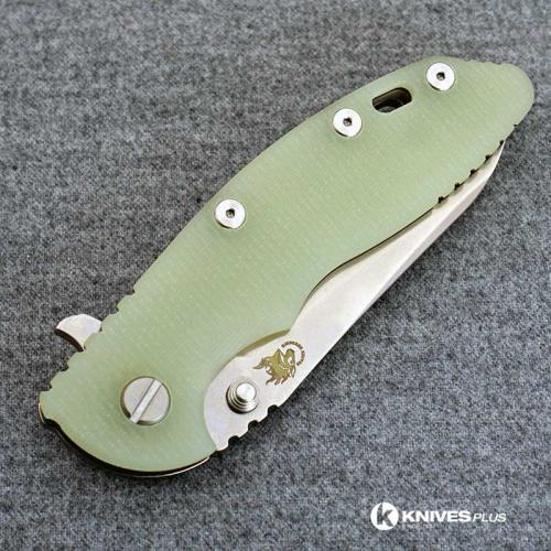 Hinderer Knives XM-18 3.5 Inch Knife - Gen 6 Sheepsfoot - Tri Way Pivot - Stonewash - Translucent G-10 Handle