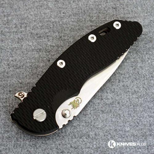 Hinderer Knives SKINNY XM-18 3.5 Inch Knife - Gen 6 Slicer - Stonewash - Tri Way Pivot - Black G-10 Handle