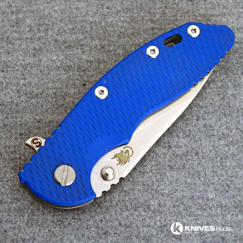 Hinderer Knives SKINNY XM-18 3.5 Inch Knife - Gen 6 Slicer - Stonewash - Tri Way Pivot - Blue G-10 Handle