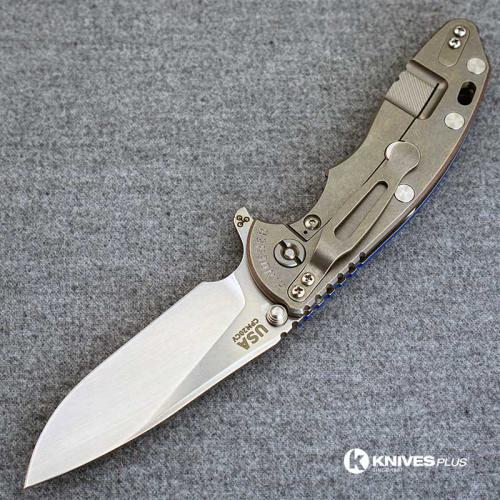 Hinderer Knives SKINNY XM-18 3.5 Inch Knife - Gen 6 Slicer - Stonewash - Tri Way Pivot - Blue G-10 Handle