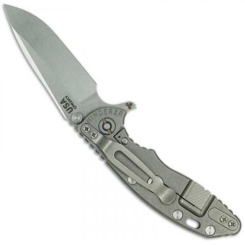Hinderer Knives XM-18 3 Inch Knife - Spear Point - Stonewash - Tri Way Pivot - Translucent G-10 Handle