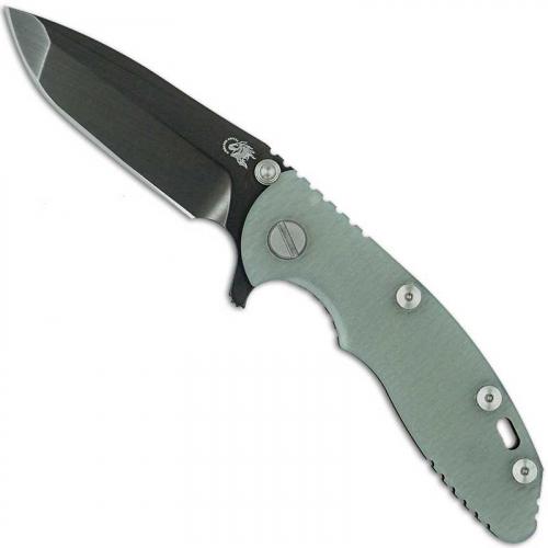 Hinderer Knives XM-18 3 Inch Knife - Spanto - Stonewash Black DLC - Tri Way Pivot - Translucent G-10 Handle