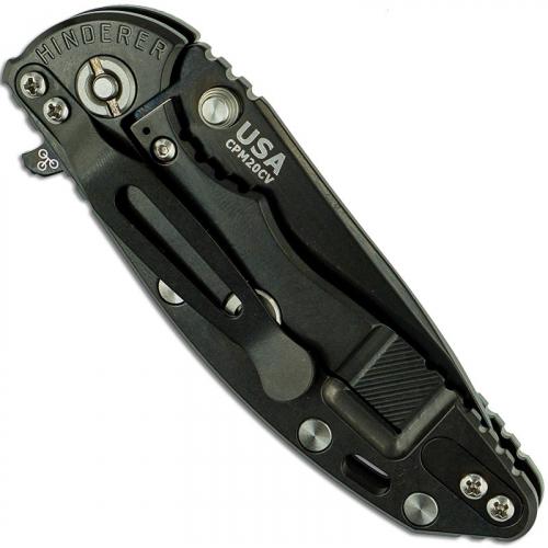 Hinderer Knives XM-18 3 Inch Knife - Slicer - Stonewash Black DLC - Tri Way Pivot - Translucent G-10 Handle