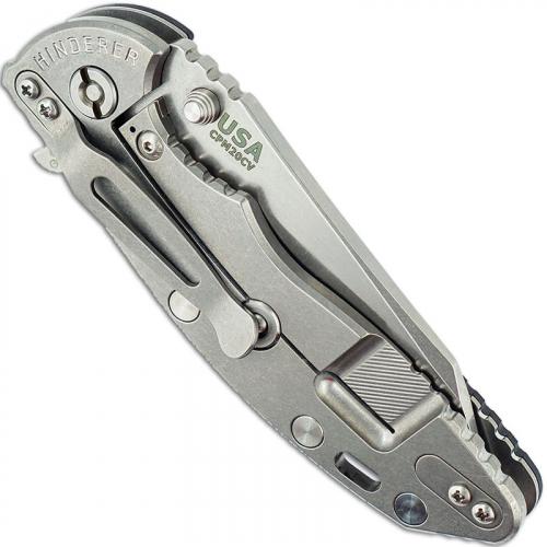Hinderer Knives FATTY XM-18 3.5 Inch Knife - Gen 6 Wharncliffe - Stonewash - Tri Way Pivot - Black G-10 Handle