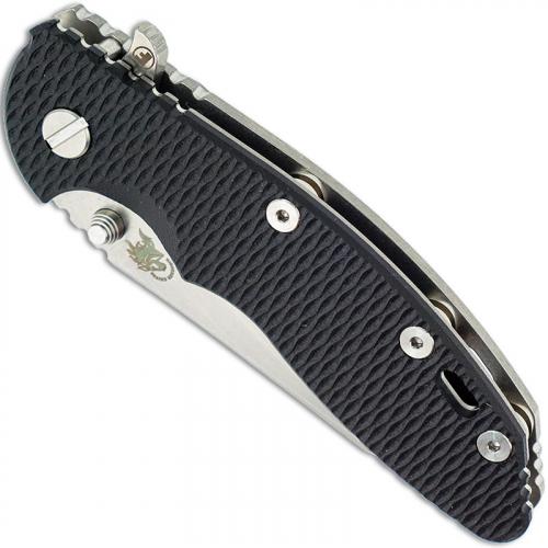 Hinderer Knives FATTY XM-18 3.5 Inch Knife - Gen 6 Wharncliffe - Stonewash - Tri Way Pivot - Black G-10 Handle