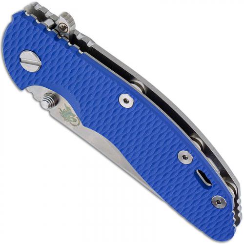 Hinderer Knives FATTY XM-18 3.5 Inch Knife - Gen 6 Wharncliffe - Stonewash - Tri Way Pivot - Blue G-10 Handle