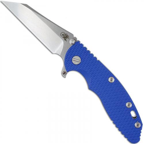 Hinderer Knives FATTY XM-18 3.5 Inch Knife - Gen 6 Wharncliffe - Stonewash - Tri Way Pivot - Blue G-10 Handle