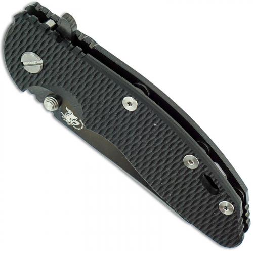 Hinderer Knives XM-18 3.5 Inch Knife - Gen 6 Sheepfoot - Stonewash Black DLC - Tri Way Pivot - Black G-10 Handle