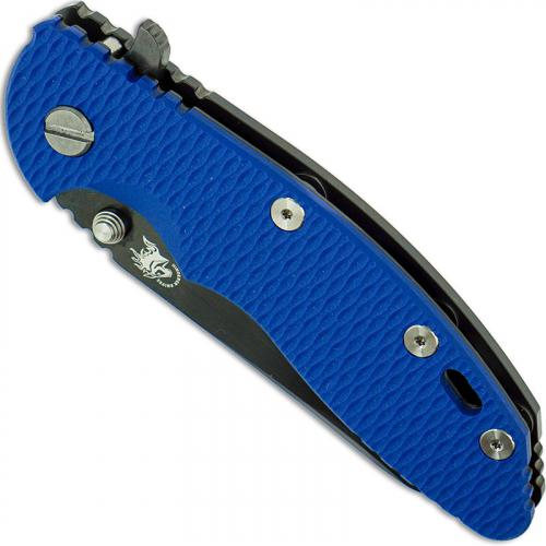 Hinderer Knives XM-18 3.5 Inch Knife - Gen 6 Sheepfoot - Stonewash Black DLC - Tri Way Pivot - Blue G-10 Handle