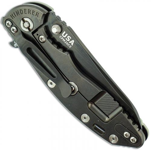 Hinderer Knives XM-18 3.5 Inch Knife - Gen 6 Sheepfoot - Stonewash Black DLC - Tri Way Pivot - Translucent G-10 Handle