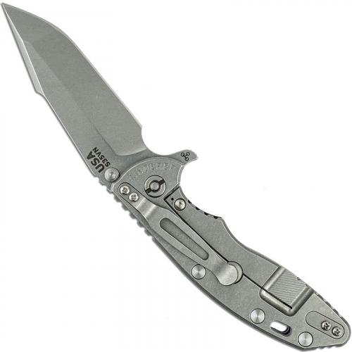 Hinderer Knives XM-18 3.5 Inch Knife - Gen 6 Harpoon Spanto - Stonewash - Tri Way Pivot - Black G-10