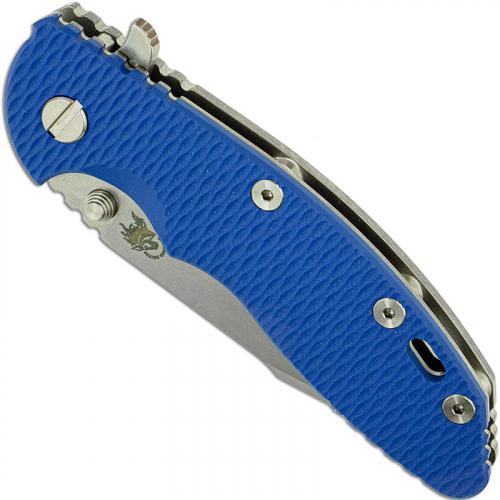 Hinderer Knives XM-18 3.5 Inch Knife - Gen 6 Harpoon Spanto - Stonewash - Tri Way Pivot - Blue G-10