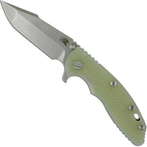 Hinderer Knives XM-18 3.5 Inch Knife - Gen 6 Harpoon Spanto - Stonewash - Tri Way Pivot - Translucent G-10