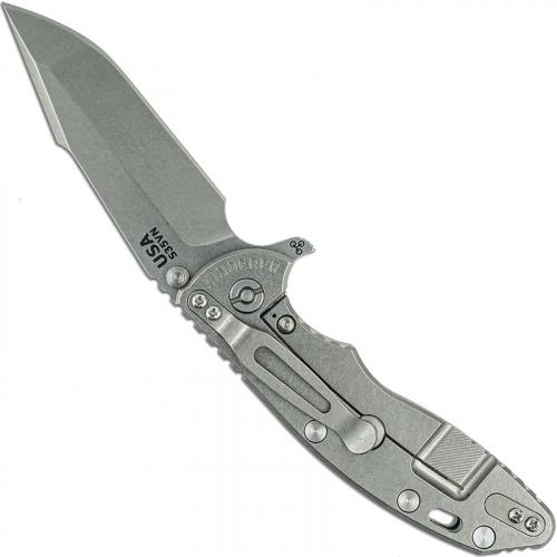 Hinderer Knives XM-18 3.5 Inch Knife - Gen 6 Harpoon Spanto - Stonewash - Tri Way Pivot - Translucent G-10