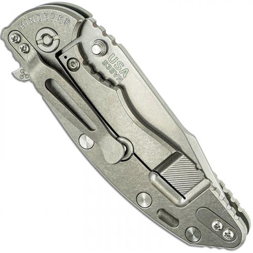 Hinderer Knives XM-18 3.5 Inch Knife - Gen 6 Harpoon Spanto - Stonewash - Tri Way Pivot - Translucent G-10