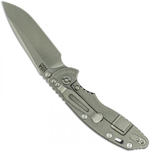 Hinderer Knives XM-18 3.5 Inch Knife - Gen 6 Non Flipper Spearpoint - Stonewash - Tri Way Pivot - Black G-10