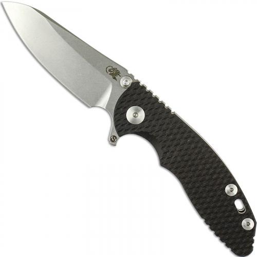 Hinderer Knives SKINNY XM-18 3 Inch Knife - Sheepsfoot - Stonewash - Tri Way Pivot - Black G-10