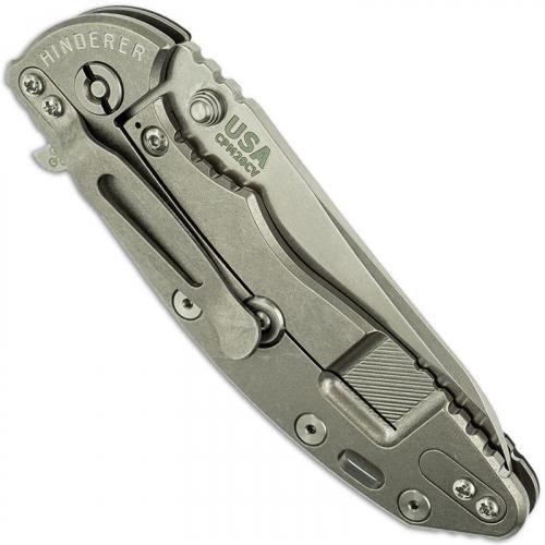 Hinderer Knives SKINNY XM-18 3.5 Inch Knife - Sheepsfoot - Stonewash - Tri Way Pivot - Black G-10