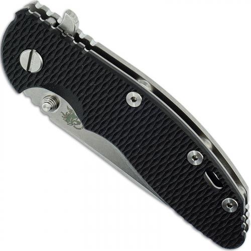 Hinderer Knives Gen 6 XM-18 3.5 Inch Knife - Slicer - Stonewash - Tri Way Pivot - Black G-10