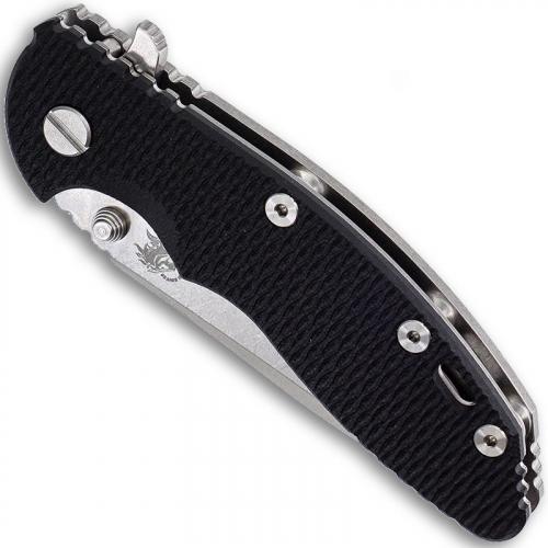 Hinderer Knives Gen 6 XM-18 3.5 Inch Knife - Spanto - Stonewash - Tri Way Pivot - Black G-10