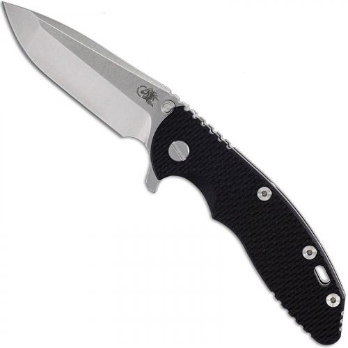 Hinderer Knives Gen 6 XM-18 3.5 Inch Knife - Spanto - Stonewash - Tri Way Pivot - Black G-10