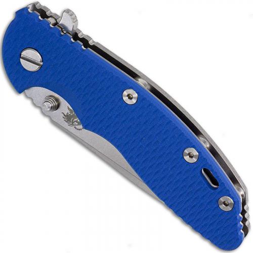 Hinderer Knives Gen 6 XM-18 3.5 Inch Knife - Spanto - Stonewash - Tri Way Pivot - Blue G-10