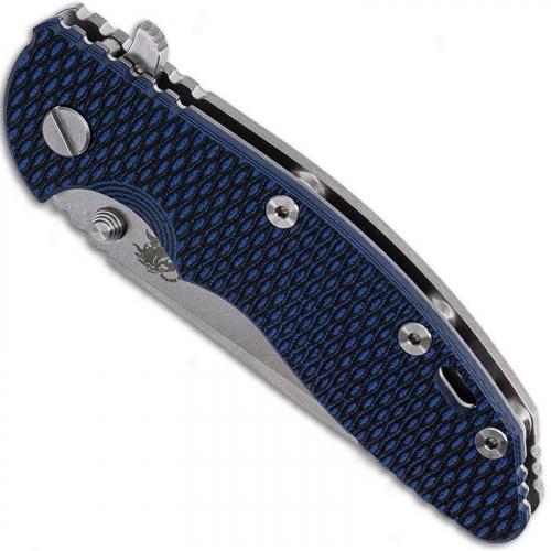 Hinderer Knives Gen 6 XM-18 3.5 Inch Knife - Spanto - Stonewash - Tri Way Pivot - Blue / Black G-10