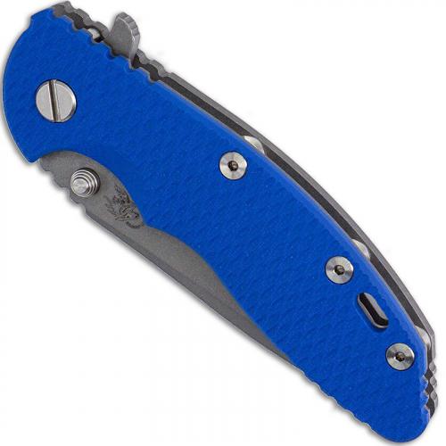 Hinderer Knives Gen 6 XM-18 3.5 Inch Knife - Spanto - Working Finish - Tri Way Pivot - Blue G-10