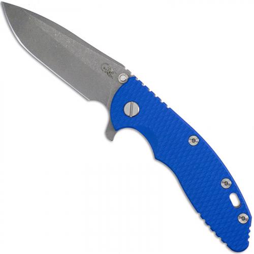 Hinderer Knives Gen 6 XM-18 3.5 Inch Knife - Spanto - Working Finish - Tri Way Pivot - Blue G-10