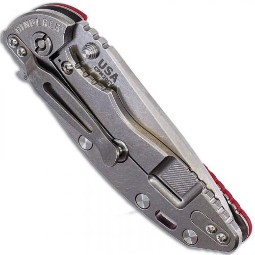 Hinderer Knives Gen 6 XM-18 3.5 Inch Knife - Spanto - Stonewash - Tri Way Pivot - Red G-10