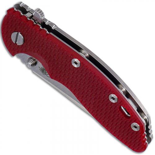 Hinderer Knives Gen 6 XM-18 3.5 Inch Knife - Spanto - Stonewash - Tri Way Pivot - Red G-10