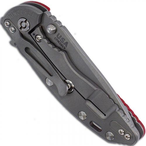 Hinderer Knives Gen 6 XM-18 3.5 Inch Knife - Spanto - Working Finish - Tri Way Pivot - Red G-10