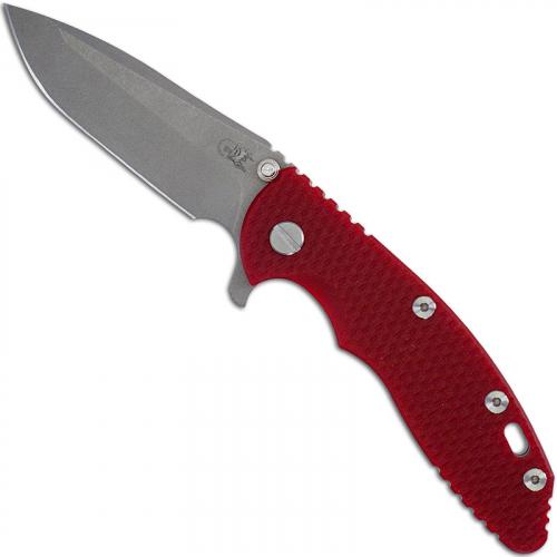 Hinderer Knives Gen 6 XM-18 3.5 Inch Knife - Spanto - Working Finish - Tri Way Pivot - Red G-10