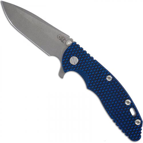 Hinderer Knives Gen 6 XM-18 3.5 Inch Knife - Spanto - Working Finish - Tri Way Pivot - Blue / Black G-10