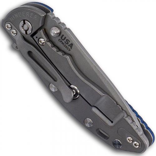 Hinderer Knives Gen 6 XM-18 3.5 Inch Knife - Spanto - Working Finish - Tri Way Pivot - Blue / Black G-10