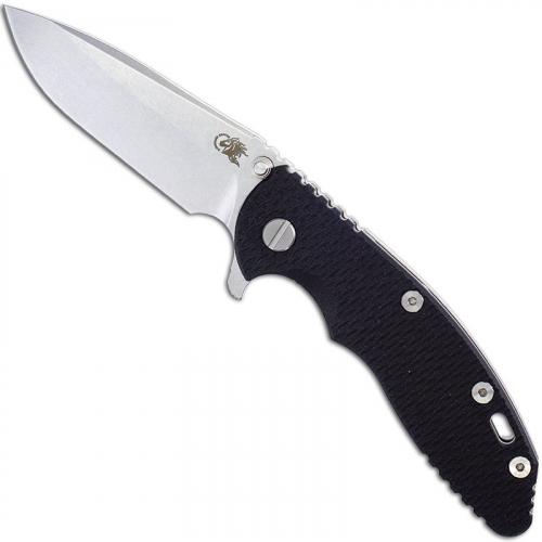 Hinderer Knives Gen 6 XM-18 3.5 Inch Knife - Spear Point - Stonewash Finish - Tri Way Pivot - Black G-10