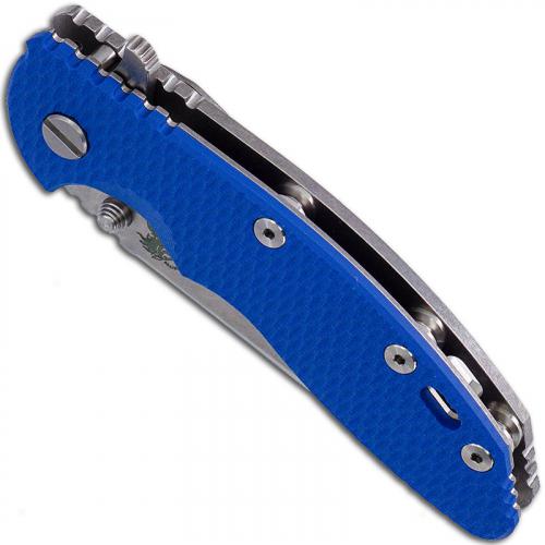 Hinderer Knives Gen 6 XM-18 3.5 Inch Knife - Spear Point - Stonewash Finish - Tri Way Pivot - Blue G-10