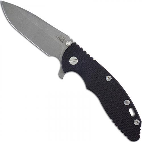 Hinderer Knives Gen 6 XM-18 3.5 Inch Knife - Spear Point - Working Finish - Tri Way Pivot - Black G-10