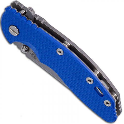 Hinderer Knives Gen 6 XM-18 3.5 Inch Knife - Spear Point - Working Finish - Tri Way Pivot - Blue G-10