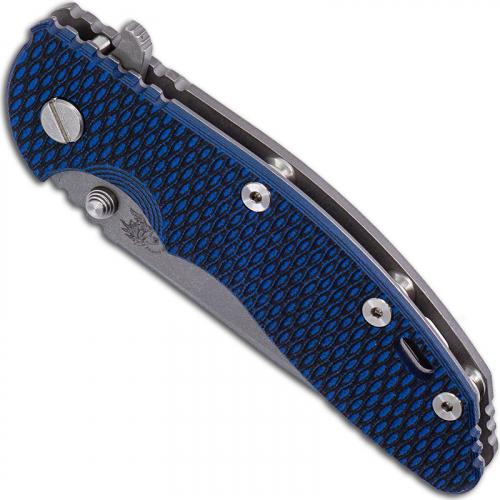 Hinderer Knives Gen 6 XM-18 3.5 Inch Knife - Spear Point - Working Finish - Tri Way Pivot - Blue / Black G-10