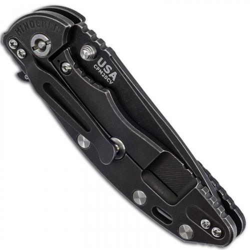 Hinderer Knives Gen 6 XM-18 3.5 Inch Knife - Spear Point - Battle Black DLC - Tri Way Pivot - Black G-10