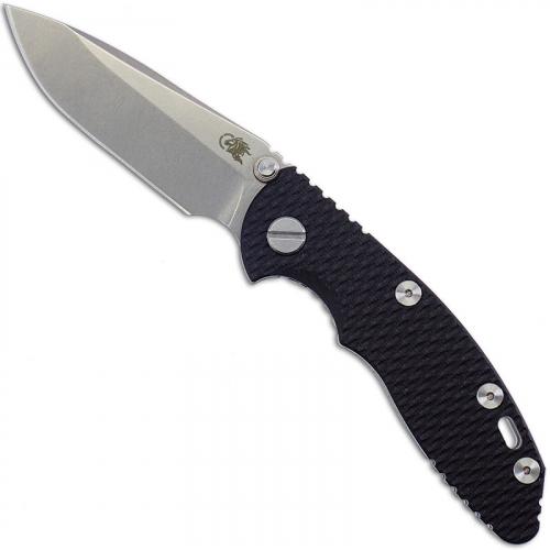 Rick Hinderer XM-18 3.0 Knife - Non Flipper Spear Point - Stonewash Finish - Tri Way Pivot - Black G10