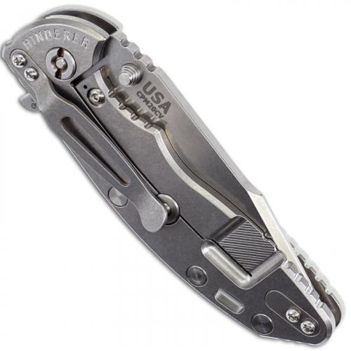 Hinderer Knives XM-18 3.5 Inch Knife - Harpoon Spanto - Stonewash Finish - Tri Way Pivot - Translucent G-10