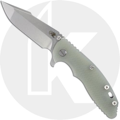Rick Hinderer XM-18 3.5 Inch Knife - Harpoon Spanto - Stonewash Finish - MagnaCut - Translucent Green G10