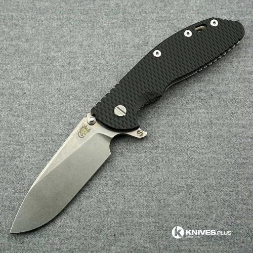 Hinderer Knives XM-24 Skinny Slicer Knife - Stonewash Finish - Black G10 Handle