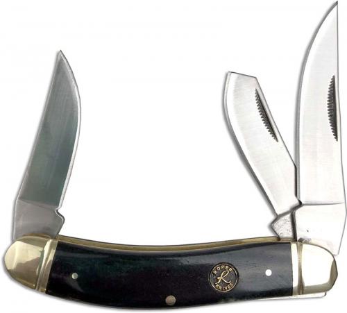Roper Sowbelly Knife Traditional Pocket Knife Smooth Black Bone Handle RP0010CBK